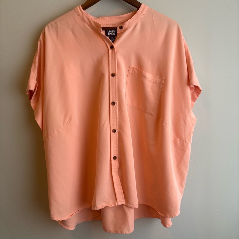 Lands’ End Peach Button Front Top 3X Plus Size